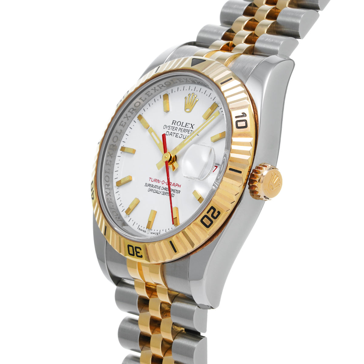 DATE JUST TURNOGRAPH 116263 F (manufactured circa 2003) White ROLEX Men's [Pre-Owned].