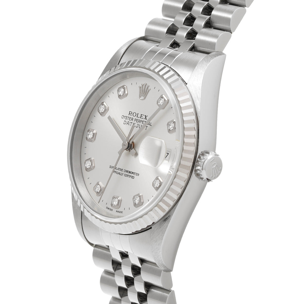 DATE JUST 16234G U (manufactured circa 1997) Silver/Diamond ROLEX Men's [Pre-Owned].