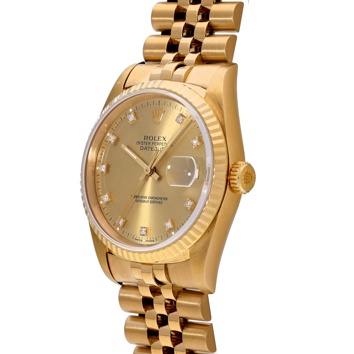 DATE JUST 16238G X (manufactured circa 1993) Champagne/Diamond ROLEX Men's [Pre-Owned].
