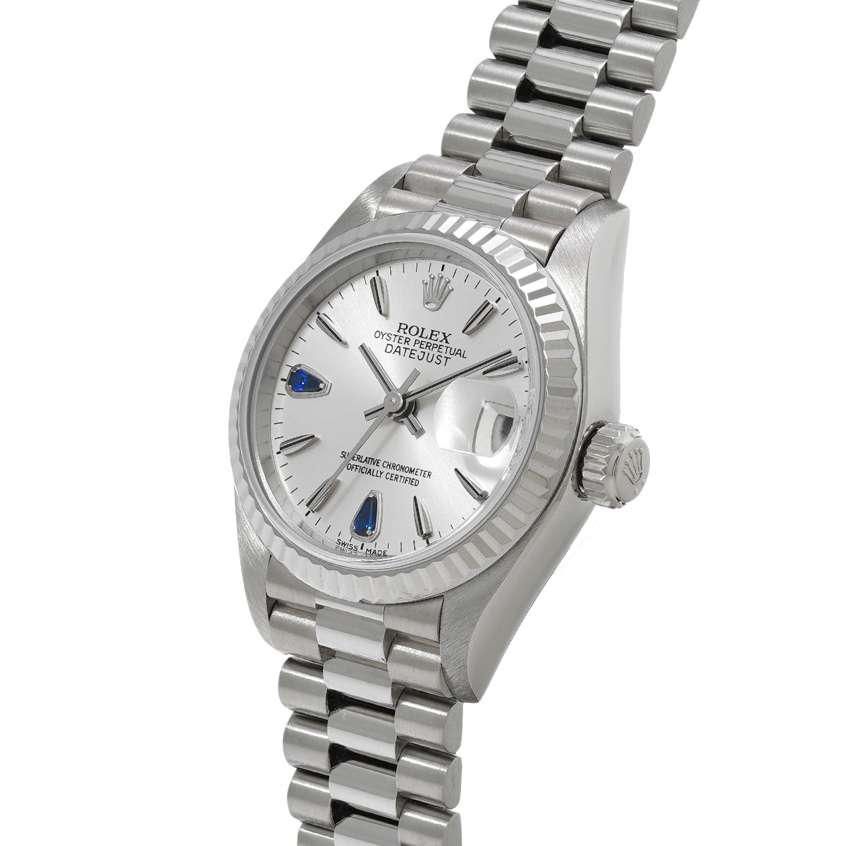 DATE JUST 69179 L (manufactured circa 1989) Silver/Sapphire ROLEX Ladies [Pre-Owned].