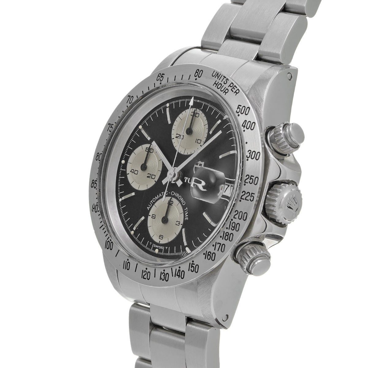 Chronotime 94300 Series 89 (manufactured circa 1978) Black/Silver TUDOR Men's [Pre-Owned].