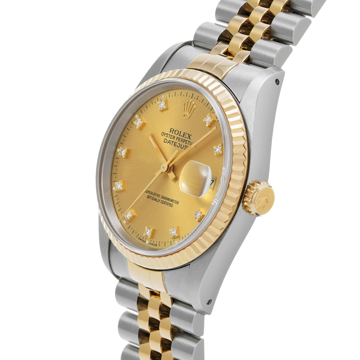 DATE JUST 16233G X (manufactured circa 1992) Champagne/Diamond ROLEX Men's [Pre-Owned].
