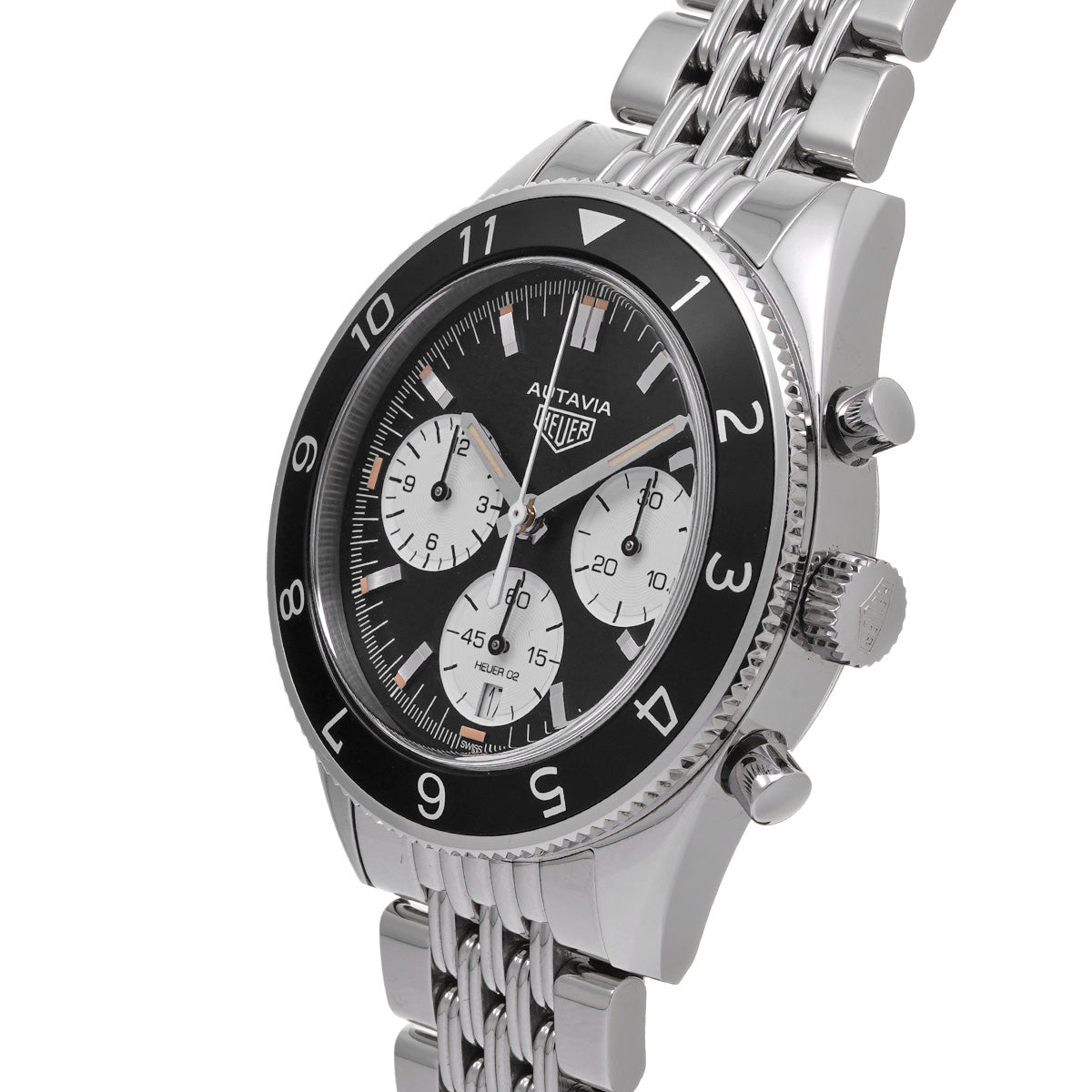 Autavia Heritage Calibre Heuer 02 Chronograph CBE2110.BA0687 Black/White TAG HEUER Men's [Pre-Owned]