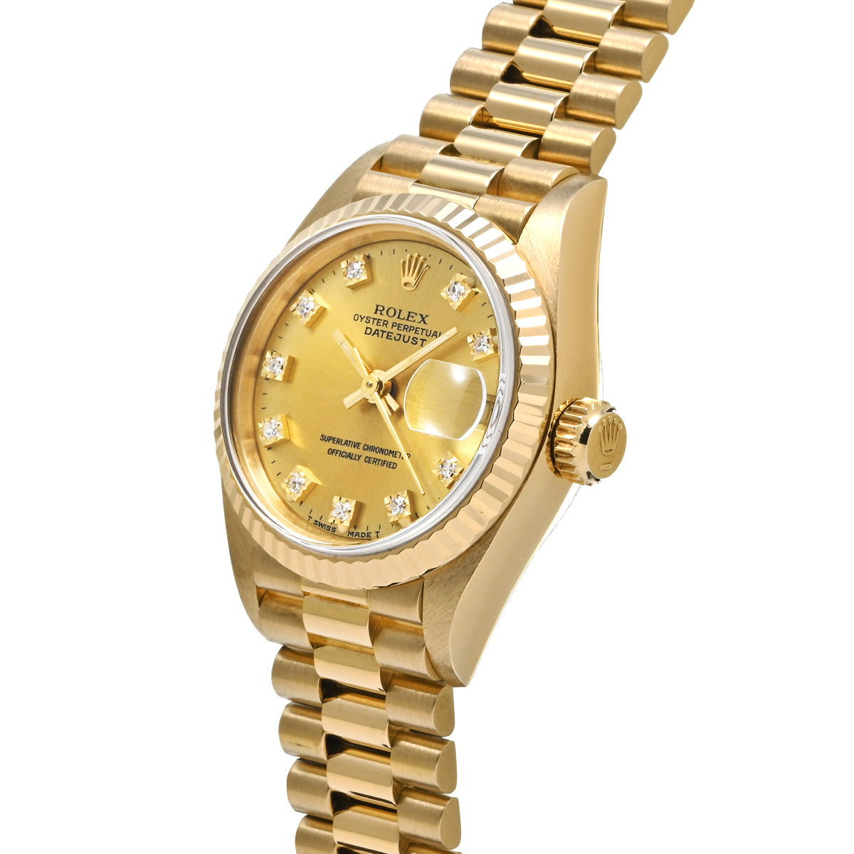 DATE JUST 69178G L (manufactured circa 1989) Champagne/Diamond ROLEX Ladies [Pre-Owned].