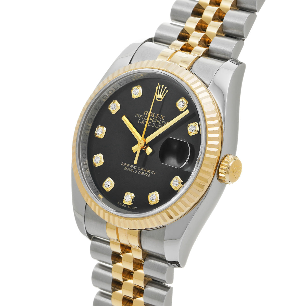 DATE JUST 116233G Random Serial Black/Diamond ROLEX Men's [Pre-Owned].