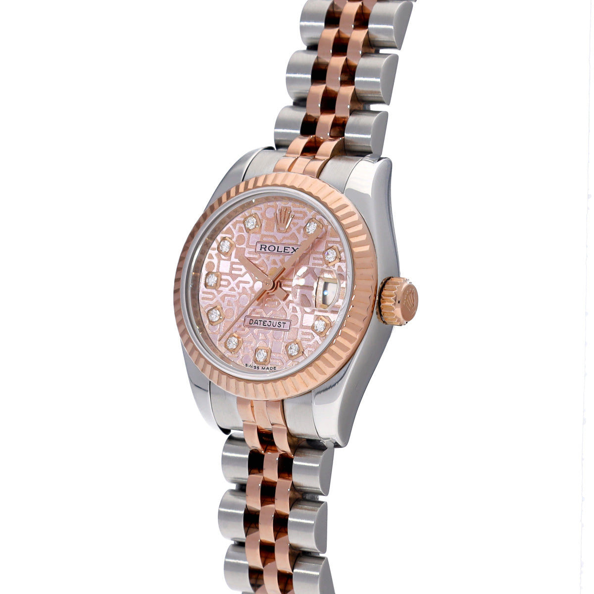 DATE JUST 179171G M (manufactured circa 2007) Pink Computer/Diamond ROLEX Ladies [Pre-Owned].