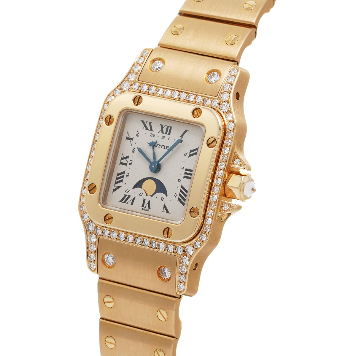 819903 Santos Garbe SM Moonphase Ivory CARTIER Ladies [Pre-owned].