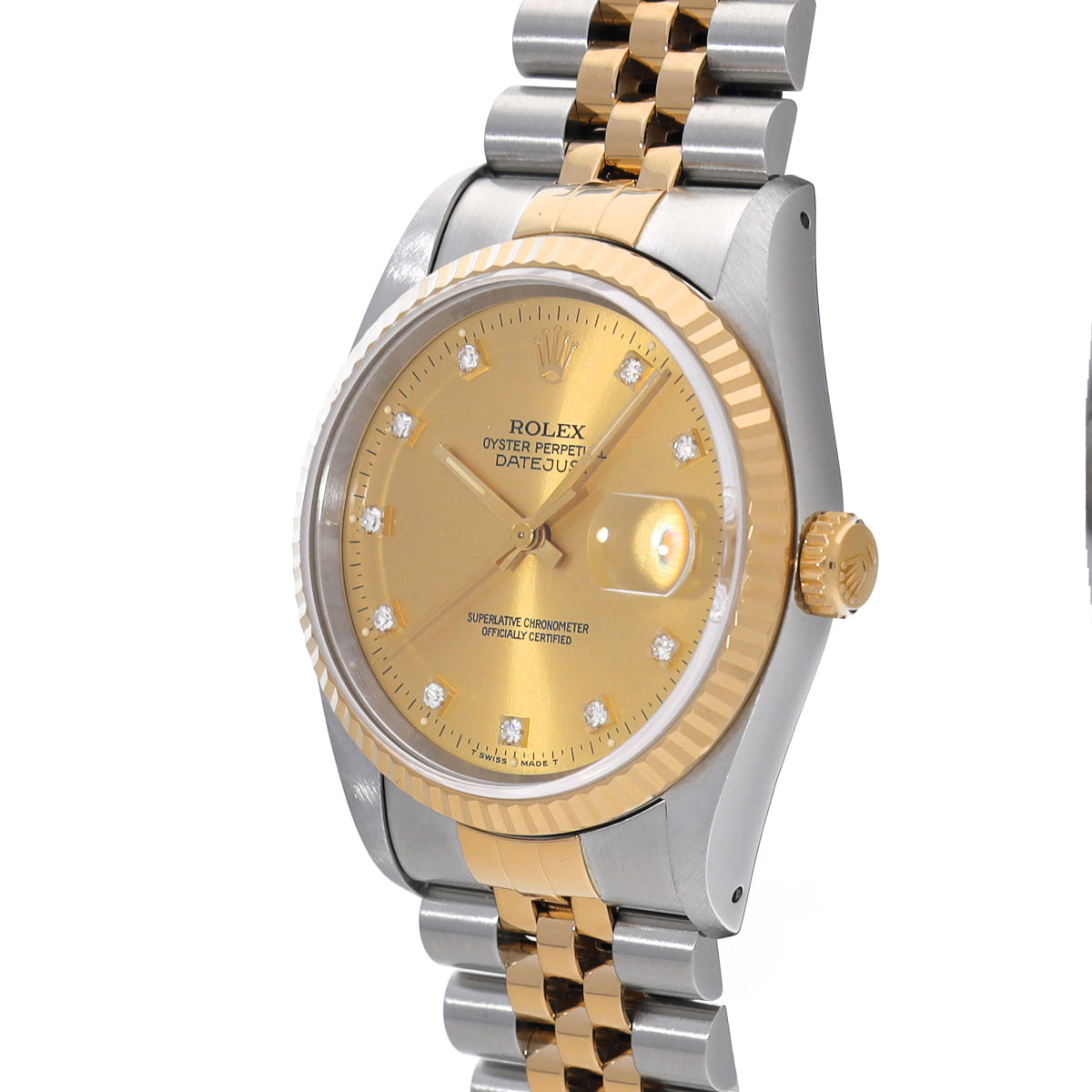 DATE JUST 16233G X (manufactured circa 1993) Champagne/Diamond ROLEX Men's [Pre-Owned].