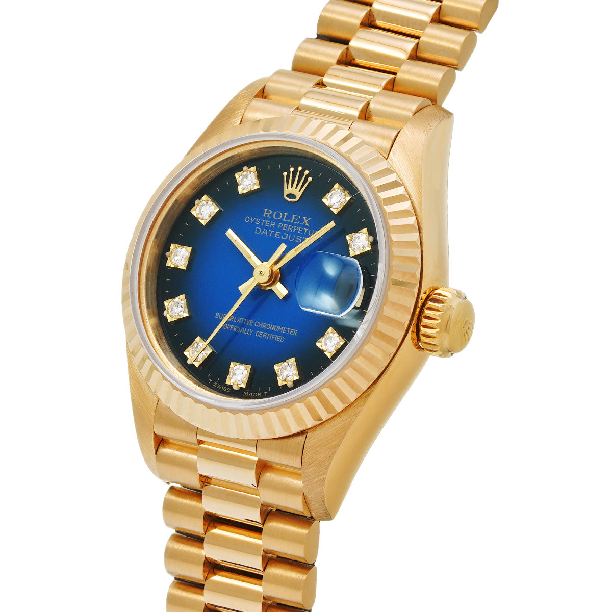 DATE JUST 69178G L (manufactured circa 1990) Blue Gradation/Diamond ROLEX Ladies [Pre-Owned].