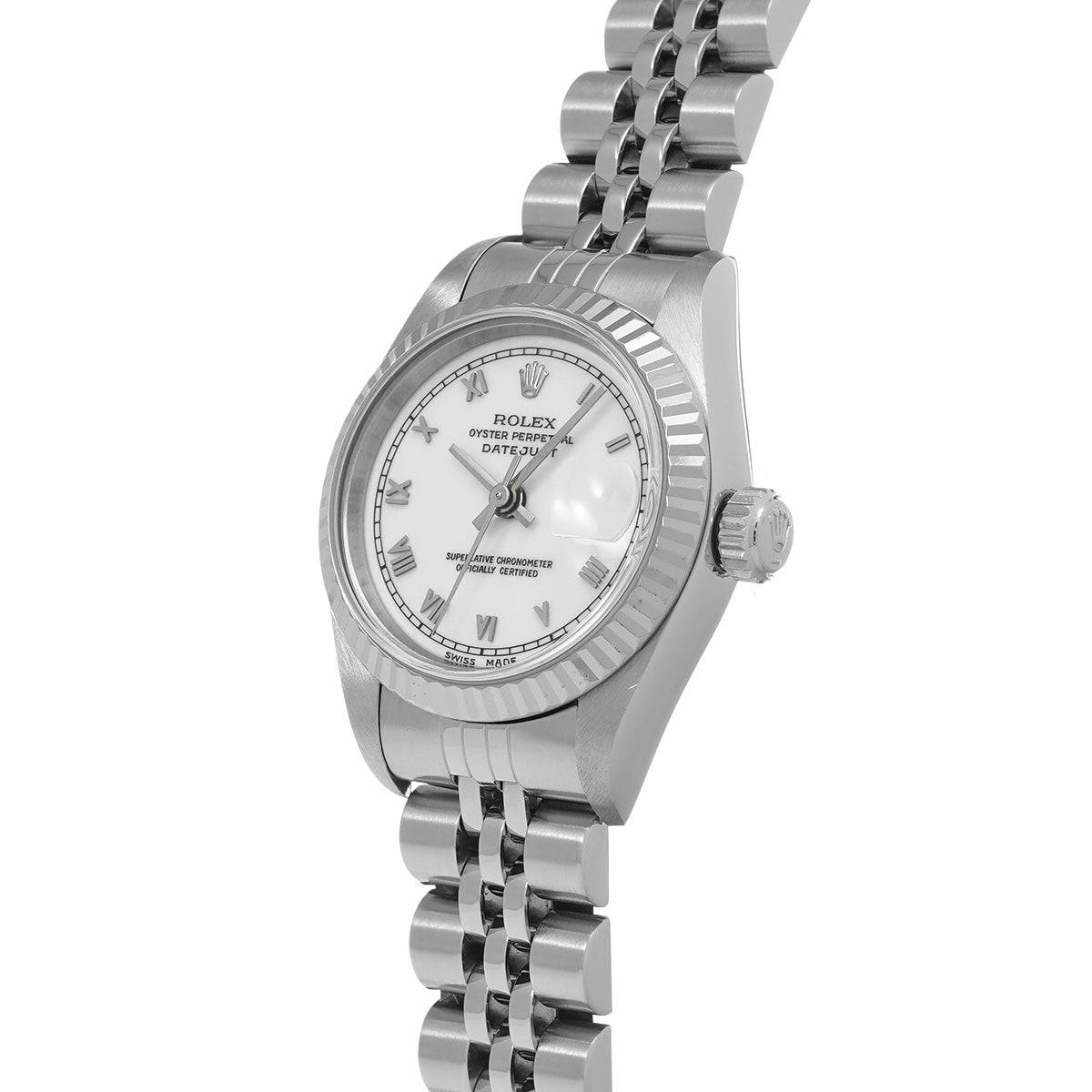 DATE JUST 69174 U (manufactured circa 1997) White ROLEX Ladies [Pre-Owned].