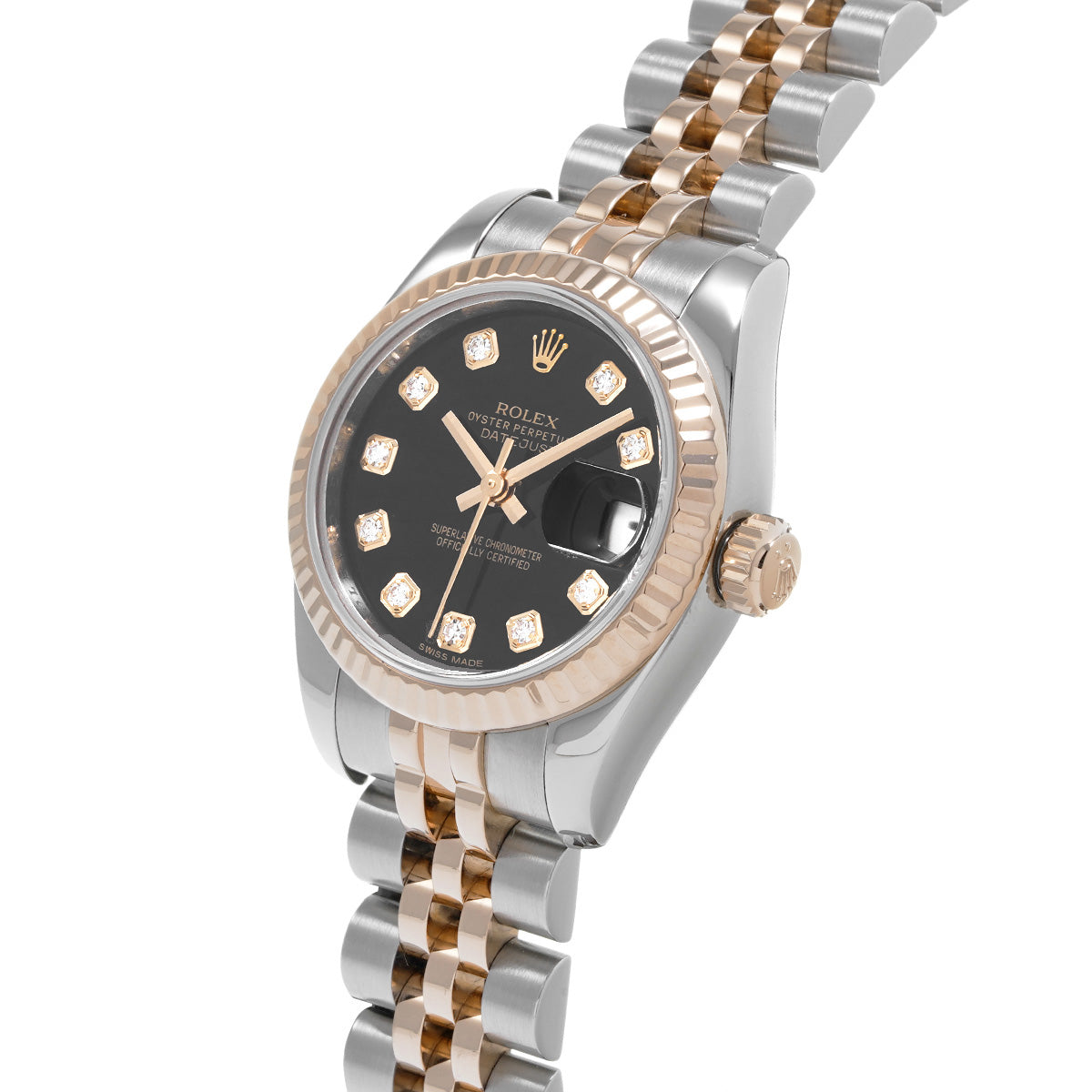 DATE JUST 179171G G (made around 2012) Black/Diamond ROLEX Ladies [Pre-Owned].