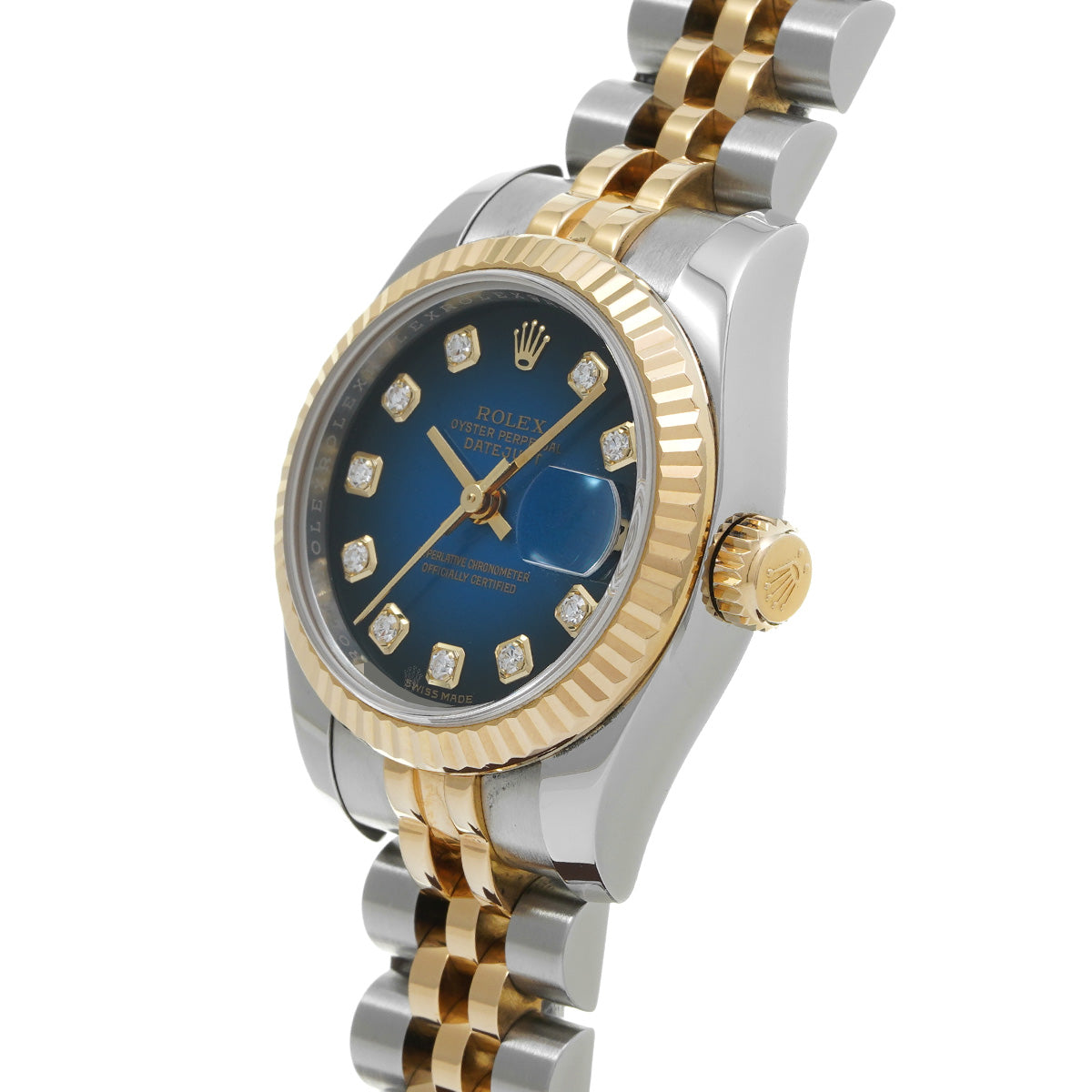 DATE JUST 179173G Random Serial Blue Gradation/Diamond ROLEX Ladies [Pre-Owned].