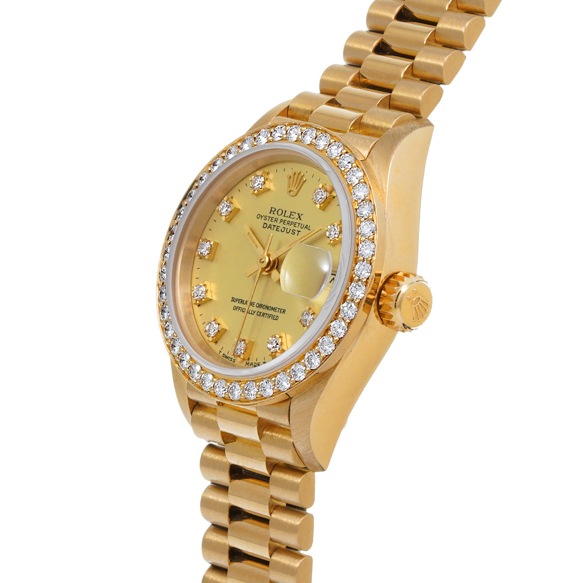 DATE JUST 69138G 95th (manufactured circa 1986) Champagne/Diamond ROLEX Ladies [Pre-Owned].