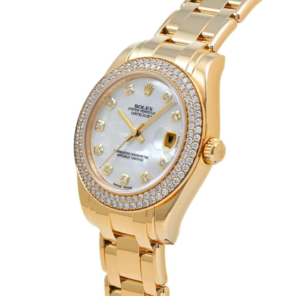 Datejust Pearlmaster 34 81338 Random Serial White MOP ROLEX Ladies [Pre-Owned].