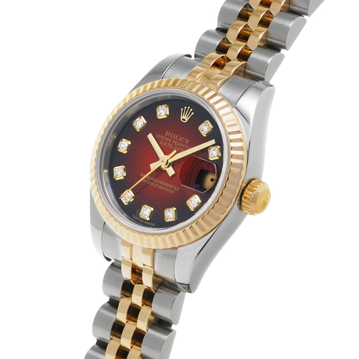 DATE JUST 179173G (manufactured circa 2005) Red Gradation/Diamond ROLEX Ladies [Pre-Owned].