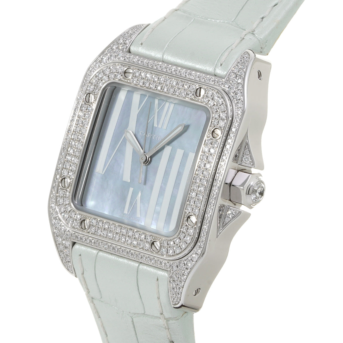 Santos 100 MM WM503251 Blue MOP CARTIER Unisex [Pre-owned].