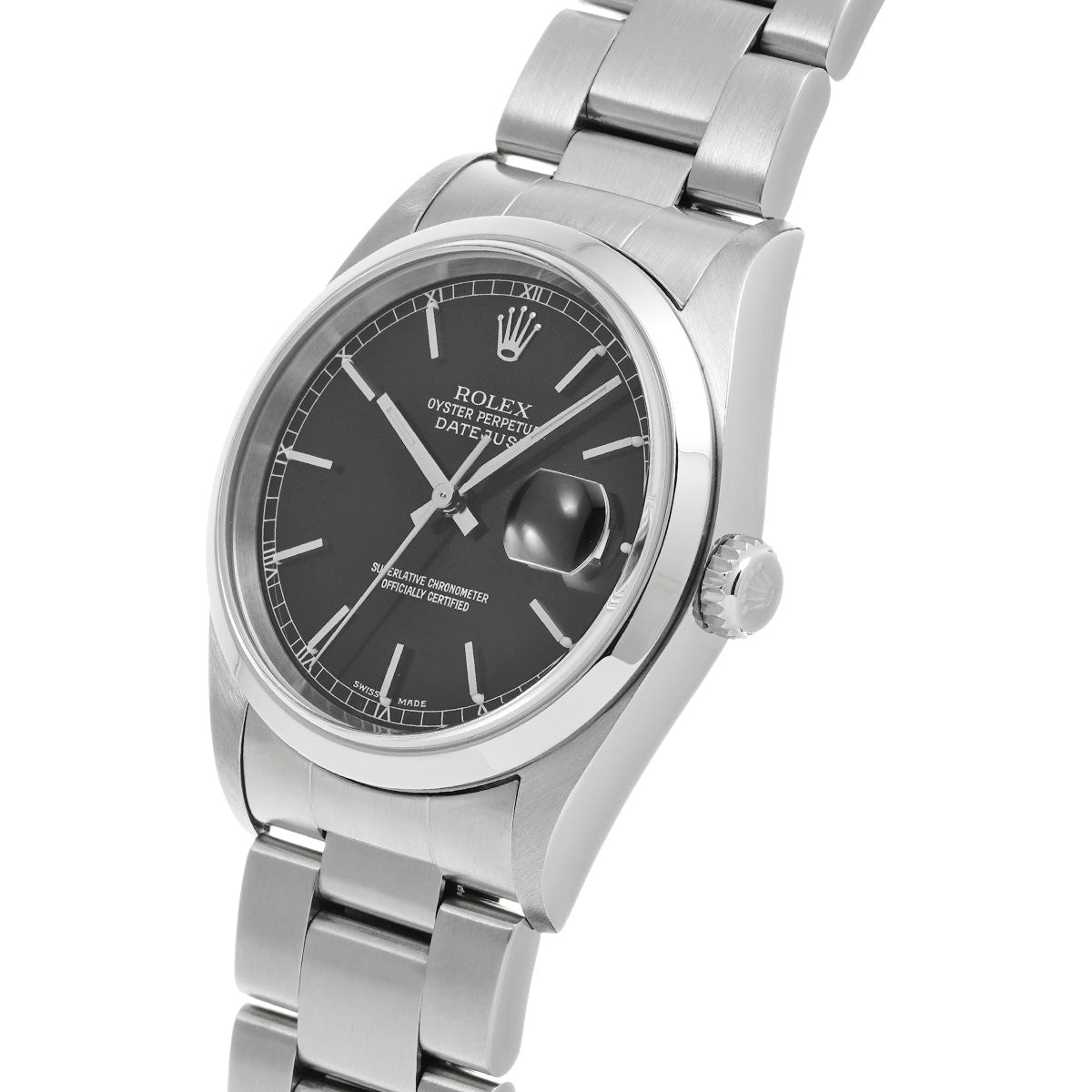 DATE JUST 16200 Y (manufactured circa 2003) Black ROLEX Men's [Pre-Owned].