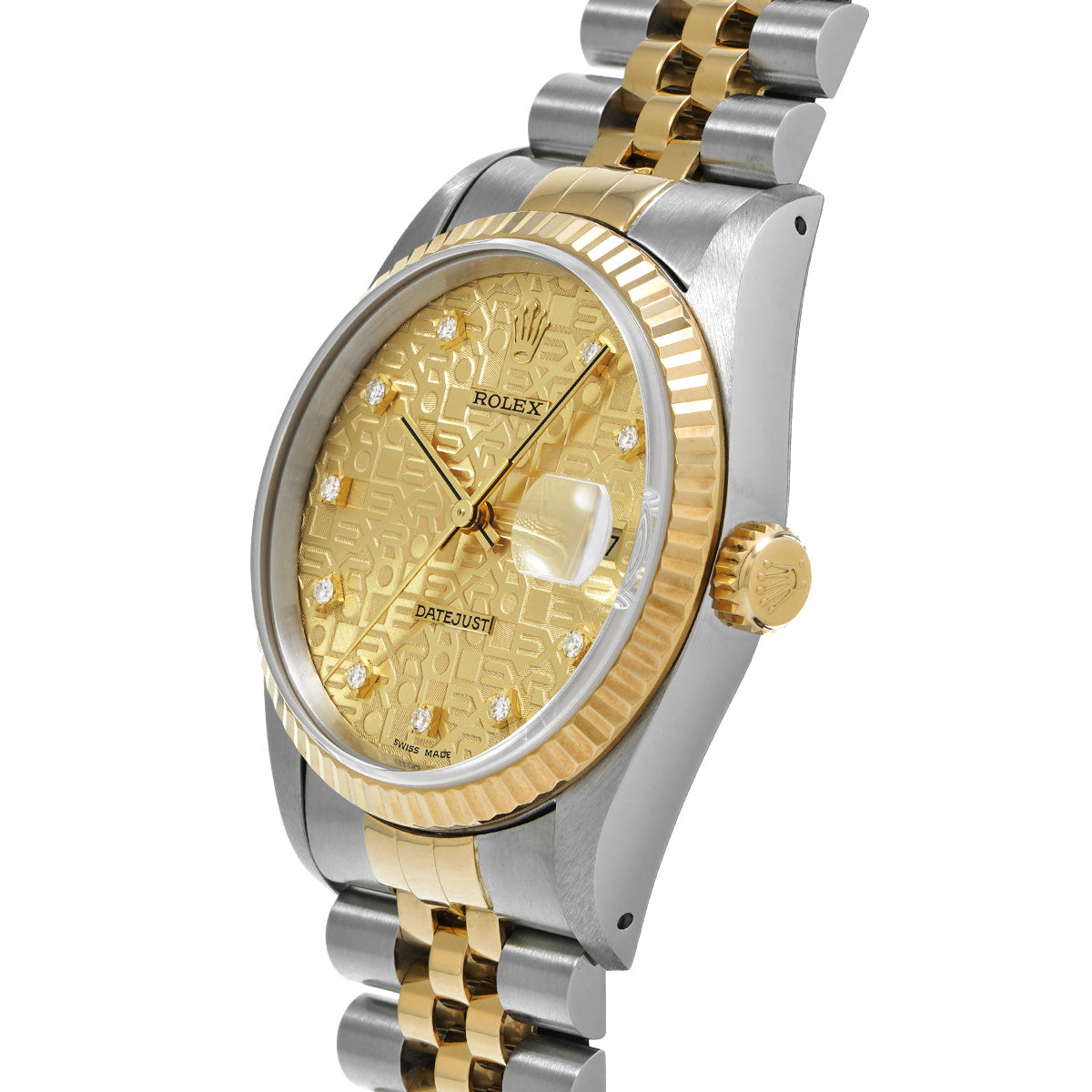 DATE JUST 16233G X (manufactured circa 1991) Champagne/Diamond ROLEX Men's [Pre-Owned].
