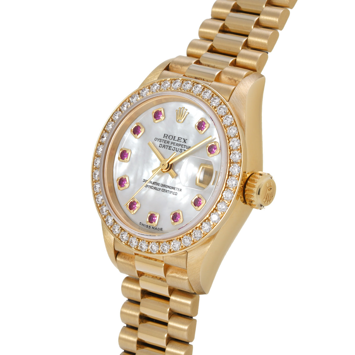 DATE JUST 79138G P (made around 2000) White MOP/Pink Sapphire ROLEX Ladies [Pre-Owned].