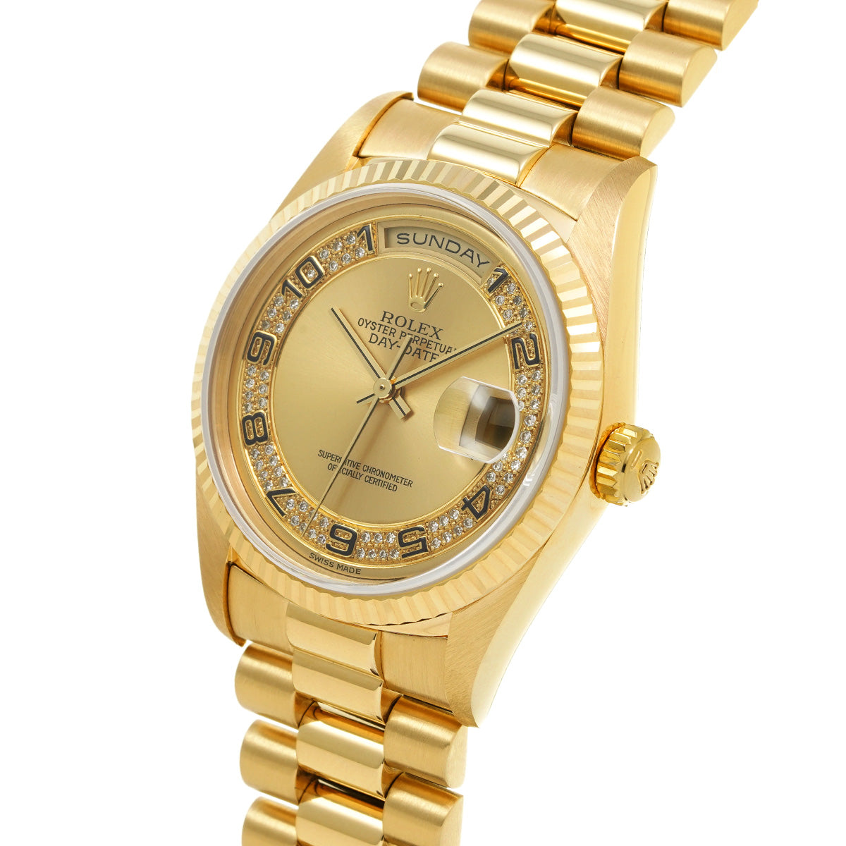 Day Date 18238 E (manufactured circa 1990) Champagne/Milliard Diamonds ROLEX Men's [Pre-Owned].