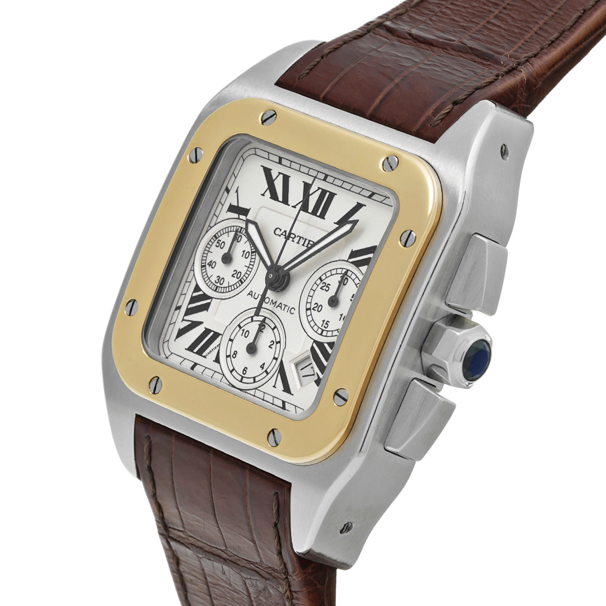 Santos 100 Chronograph XL W20091X7 Silver CARTIER Men's [Pre-Owned]