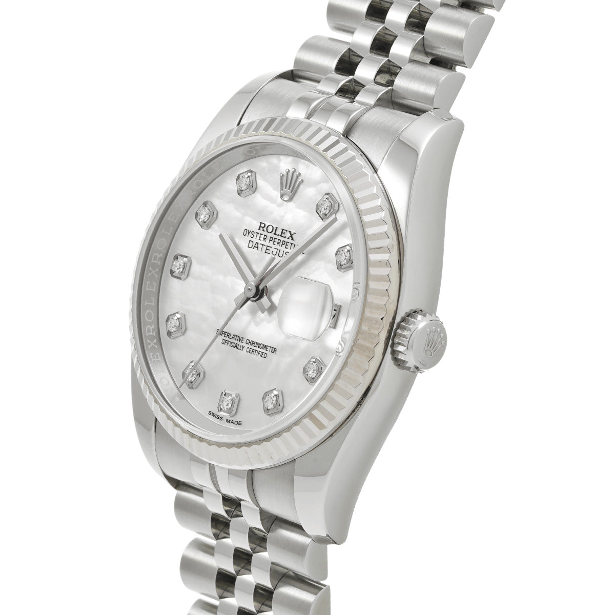 DATE JUST 116234NG Random Serial White MOP/Diamond ROLEX Men's [Pre-Owned].