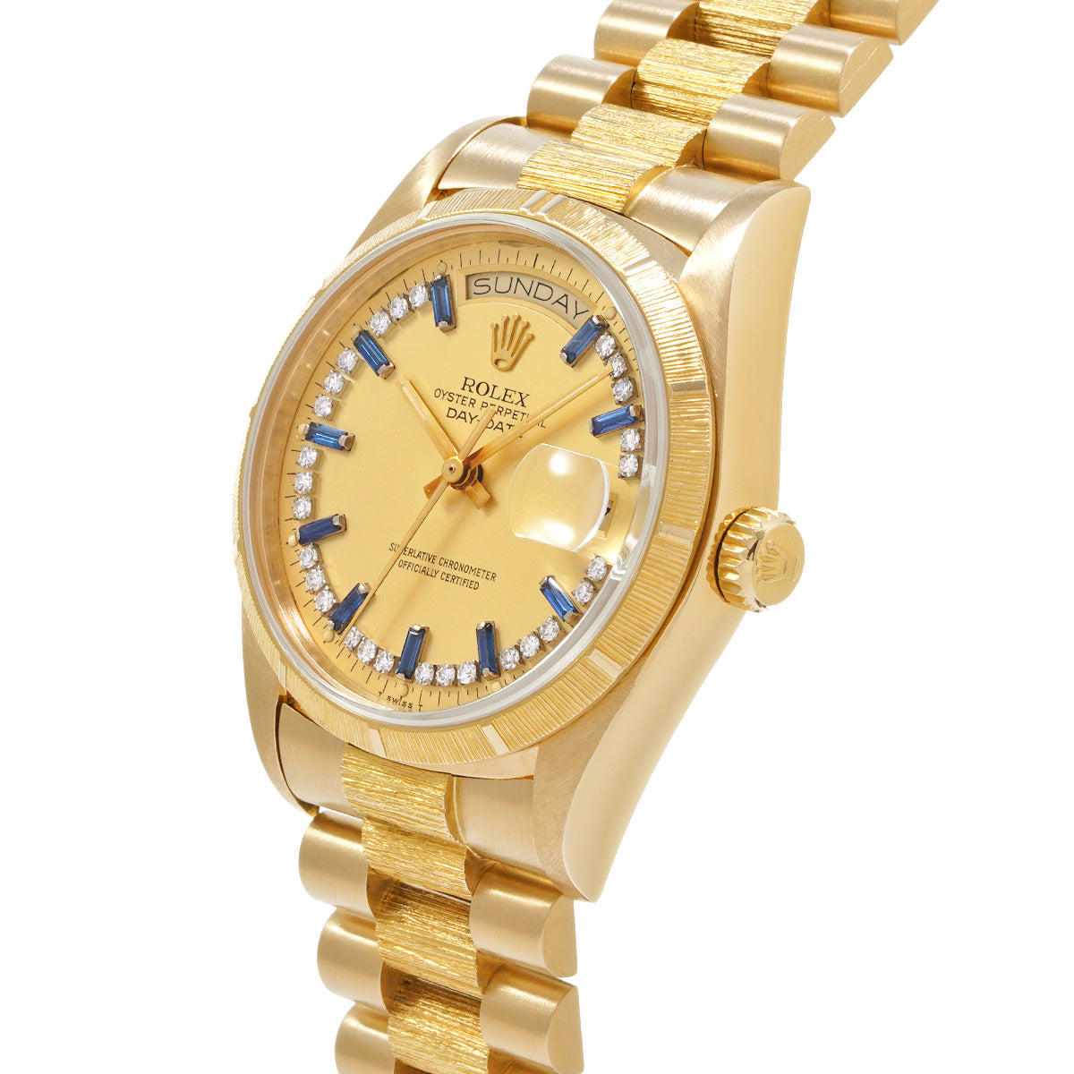 Day-Date 18078, 91s (manufactured circa 1985), Champagne/Diamond/Sapphire ROLEX Men's [Pre-Owned].