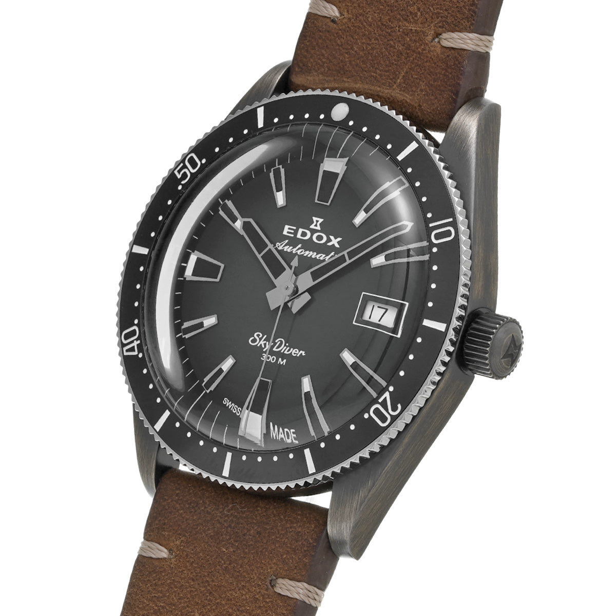Skydiver Date Automatic Limited Edition 80126-3VIN-GDN Black EDOX Men's [Pre-Owned].