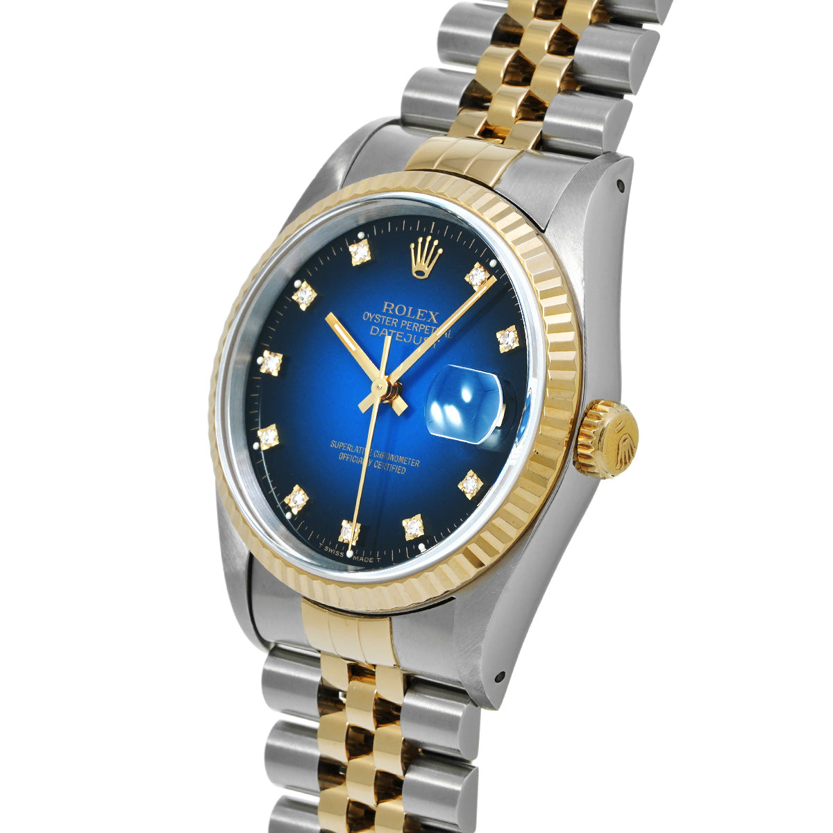 DATE JUST 16233G X (manufactured circa 1991) Blue Gradation/Diamond ROLEX Men's [Pre-Owned].