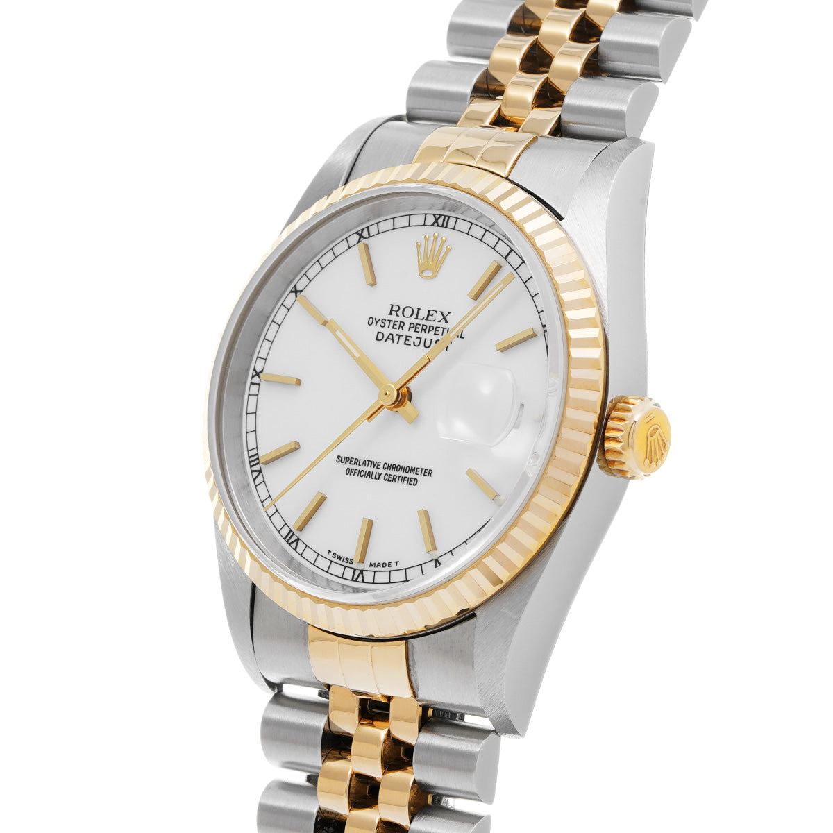 DATE JUST 16233 T (manufactured circa 1997) White ROLEX Men's [Pre-Owned].
