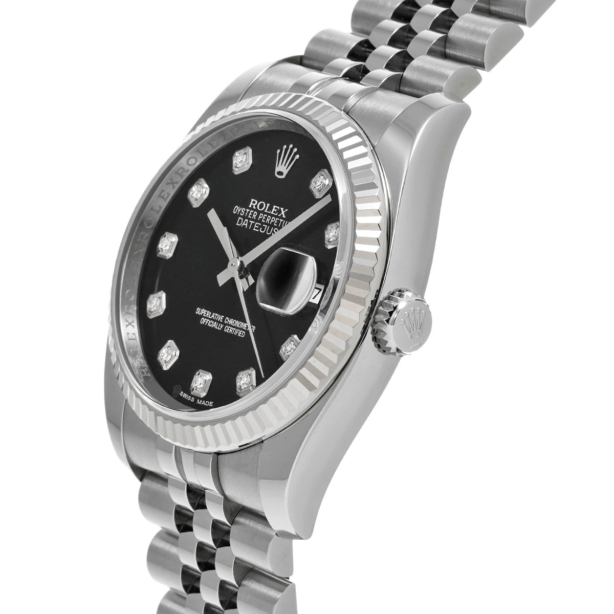 DATE JUST 116234G Random Serial Black/Diamond ROLEX Men's [Pre-Owned].