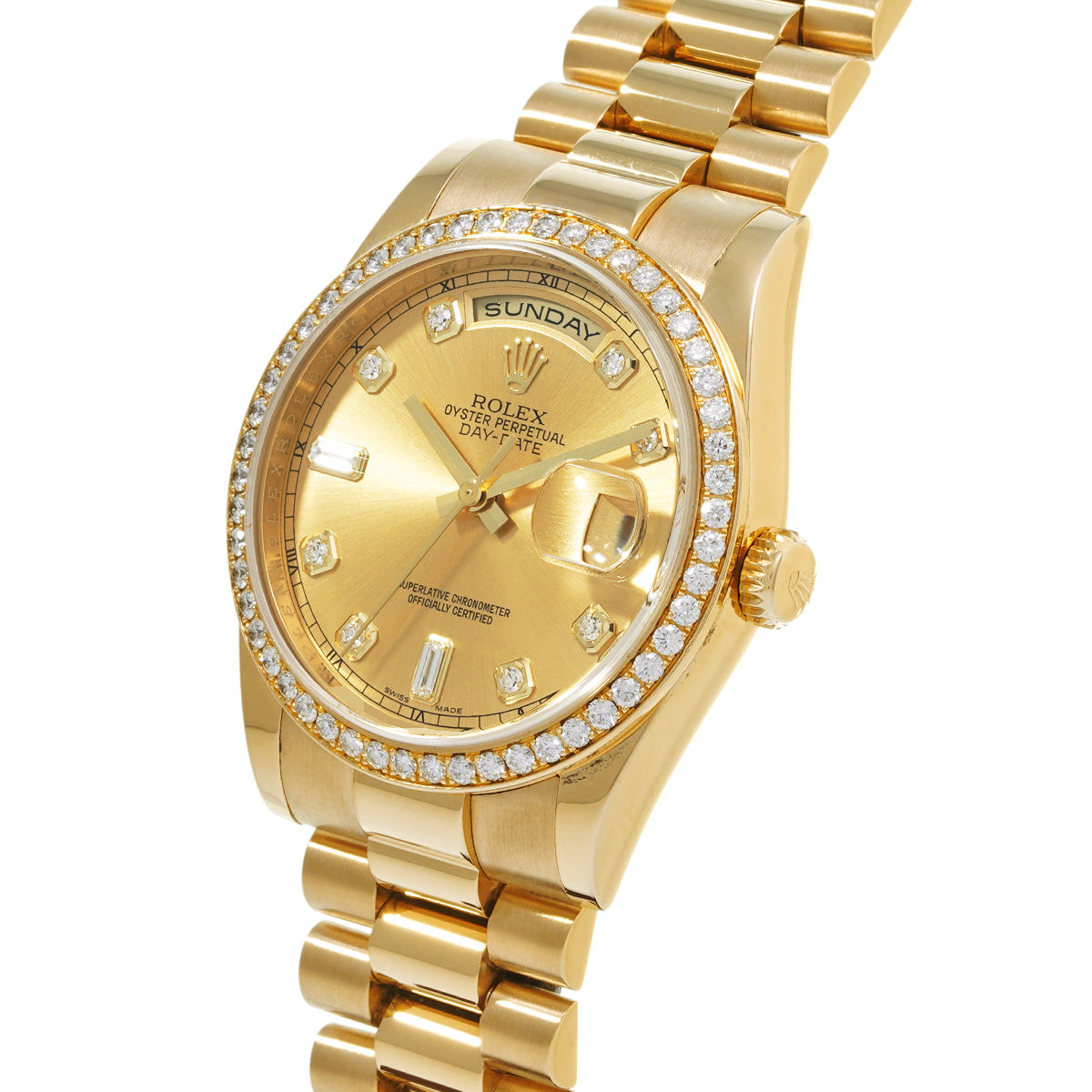 Day-Date 36 118348A V (manufactured circa 2009) Champagne/Diamond ROLEX Men's [Pre-Owned].