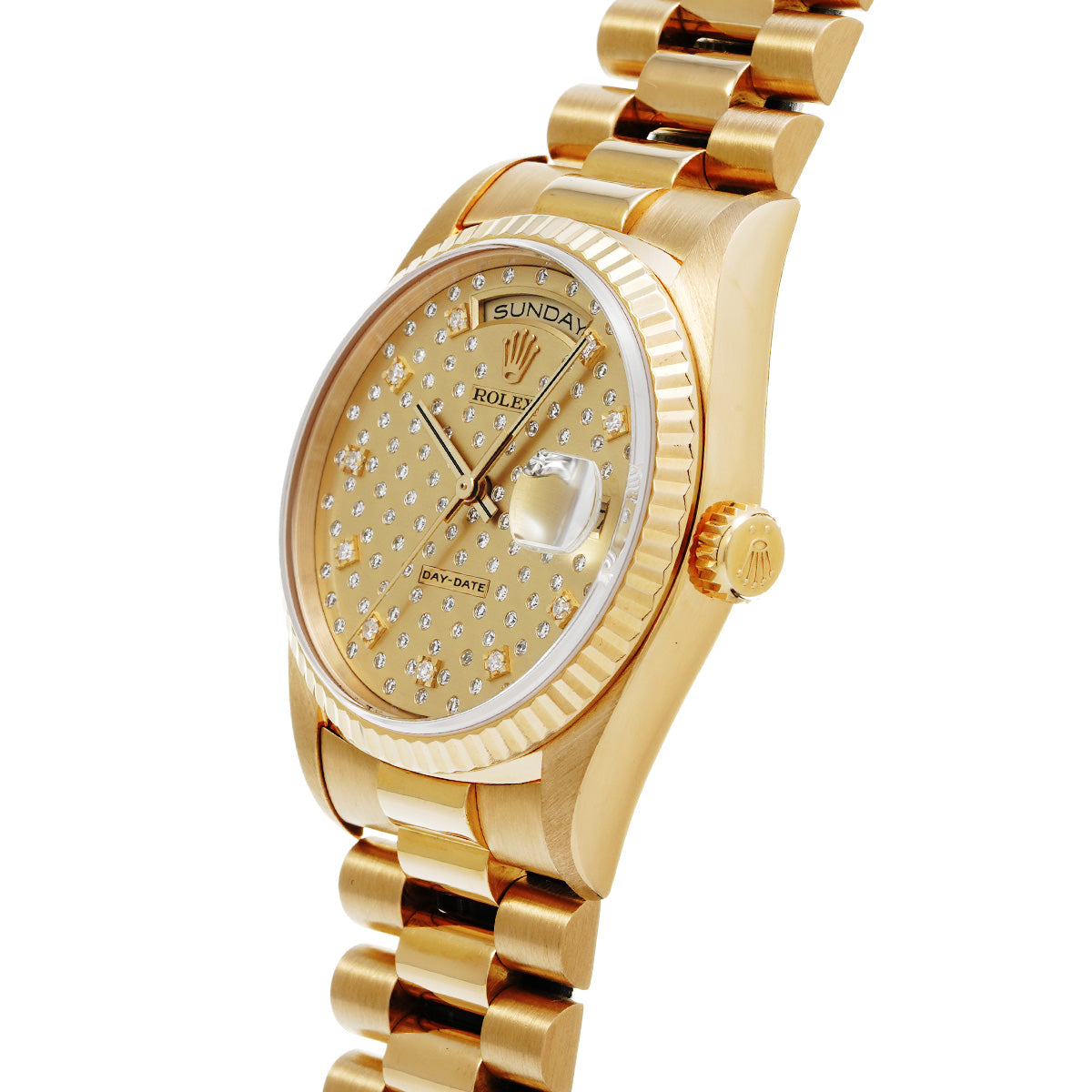 Day Date 18238G W (manufactured circa 1995) Champagne/Diamond ROLEX Men's [Pre-Owned].