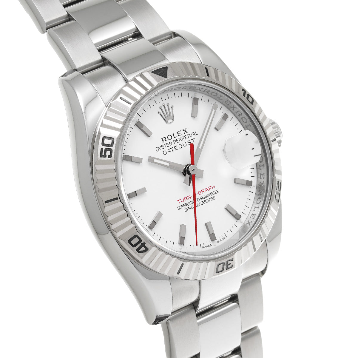 DATE JUST TURNOGRAPH 116264 F (manufactured circa 2004) White ROLEX Men's [Pre-Owned].