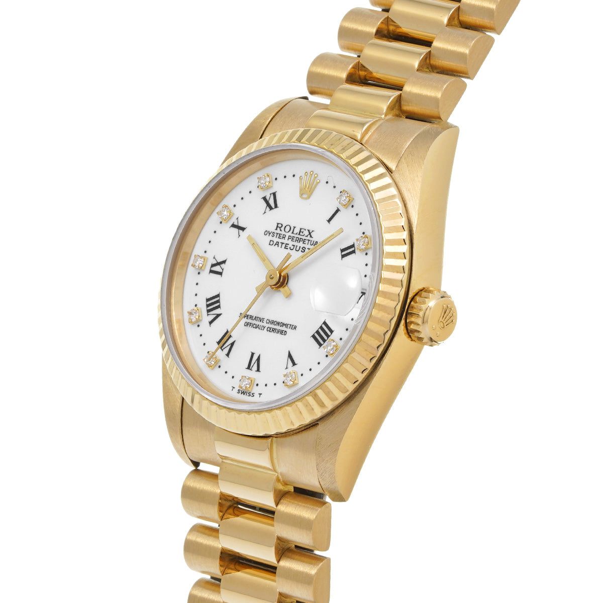 DATE JUST 68278G R (manufactured circa 1987) White/Diamond ROLEX Unisex [Pre-Owned].