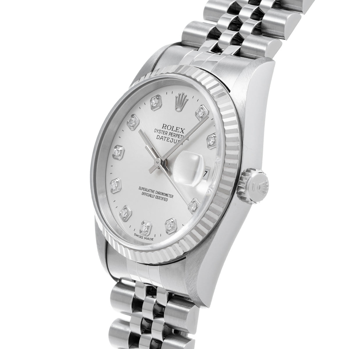 DATE JUST 16234G T (manufactured circa 1997) Silver/Diamond ROLEX Men's [Pre-Owned].
