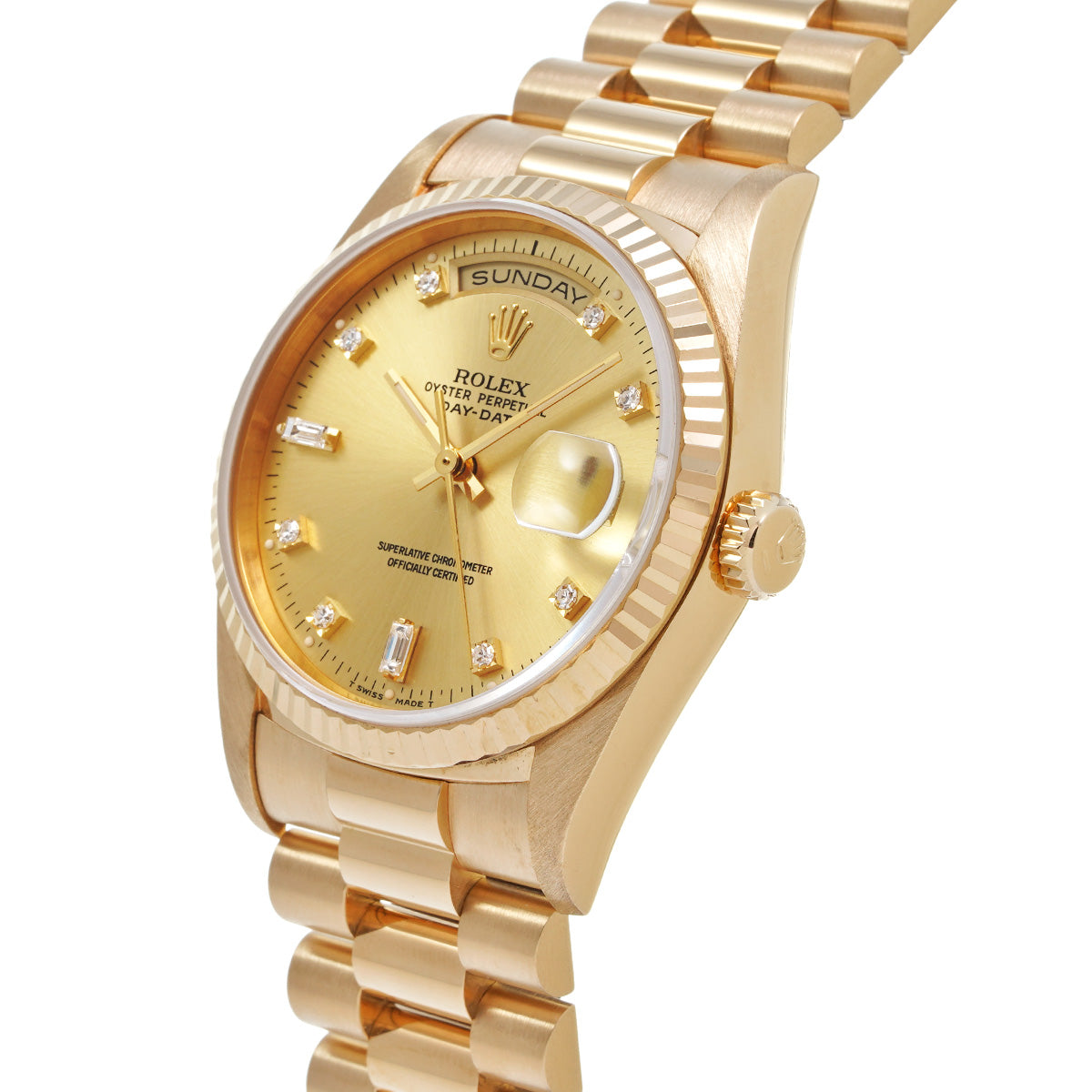 Day Date 18238A E (manufactured circa 1991) Champagne/Diamond ROLEX Men's [Pre-Owned].