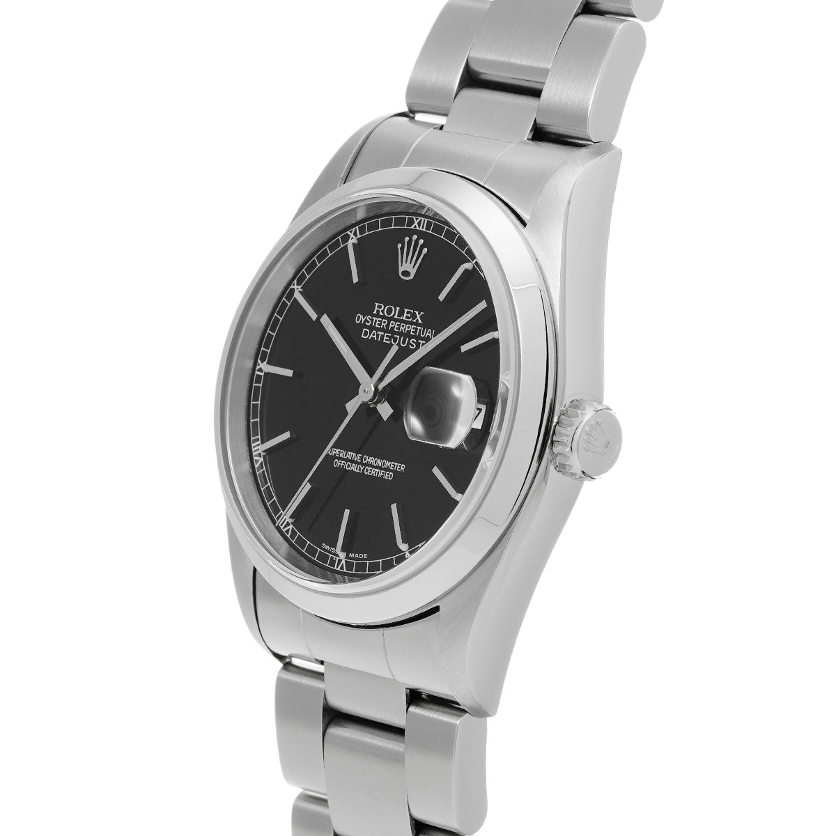 DATE JUST 16200 U (manufactured circa 1997) Black ROLEX Men's [Pre-Owned].