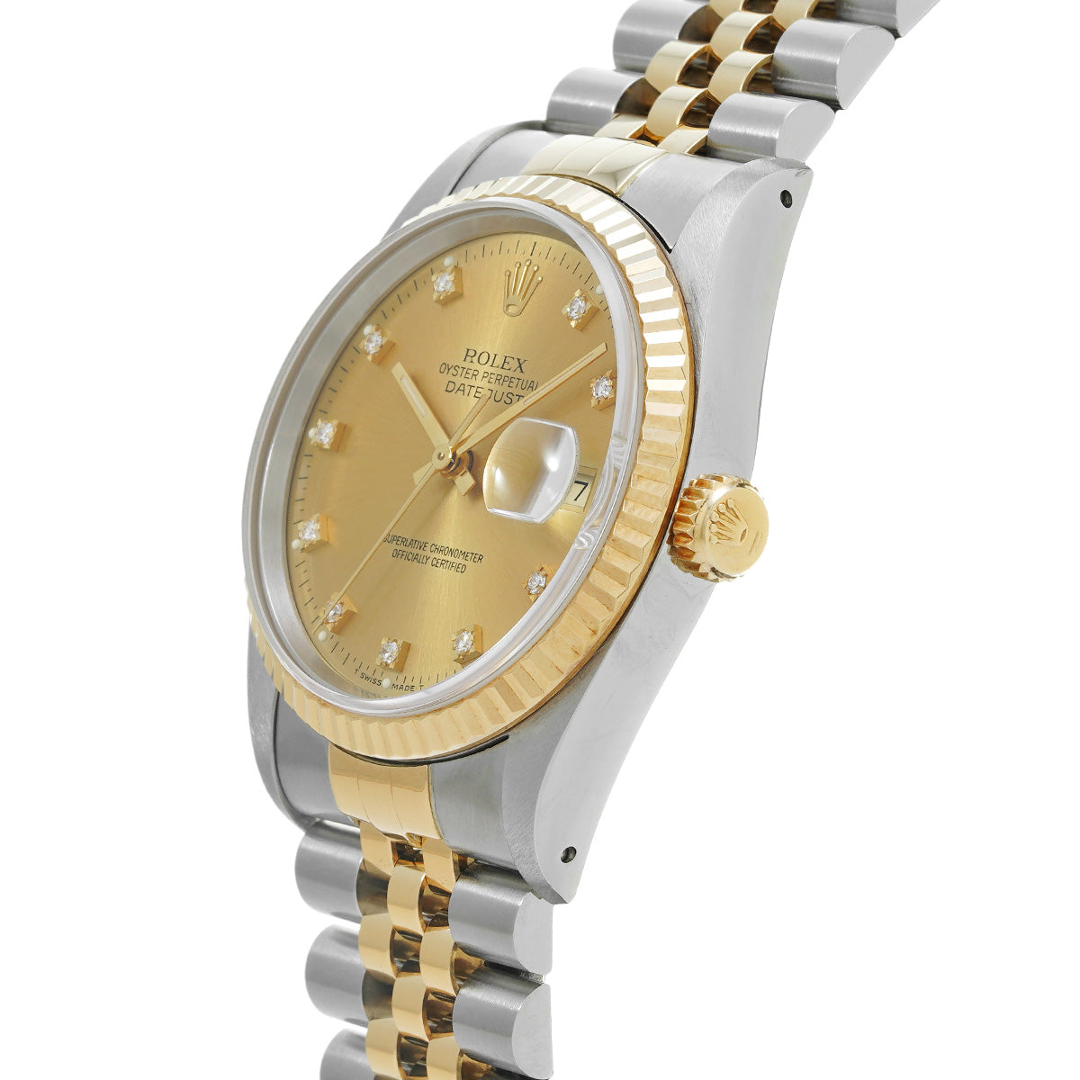 Datejust 16233G S (manufactured circa 1993) Champagne/Diamond ROLEX Men's [Pre-Owned].