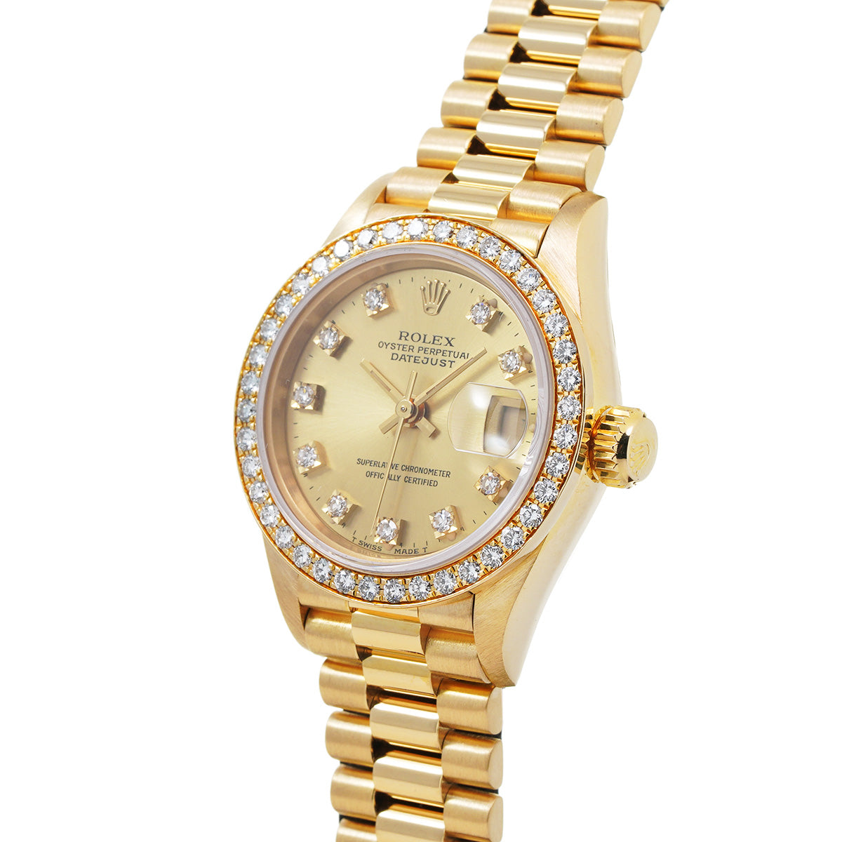 DATE JUST 69138G E (manufactured circa 1991) Champagne/Diamond ROLEX Ladies [Pre-Owned].