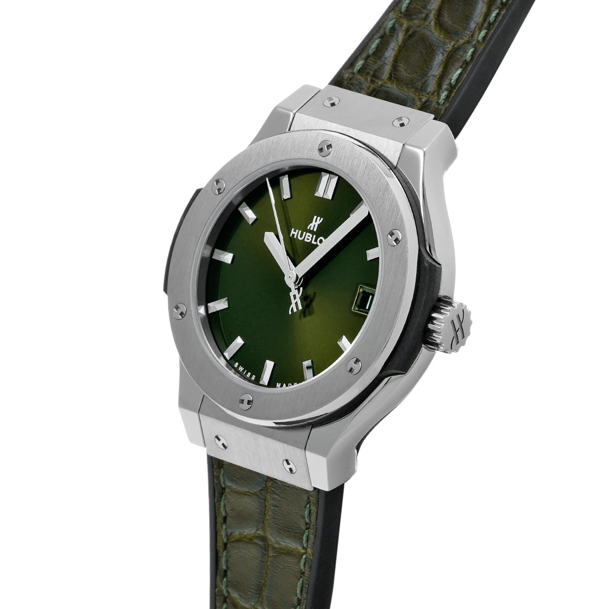 Classic Fusion Titanium Green Diamond 581.NX.8970.LR Green HUBLOT Men's [Pre-Owned].