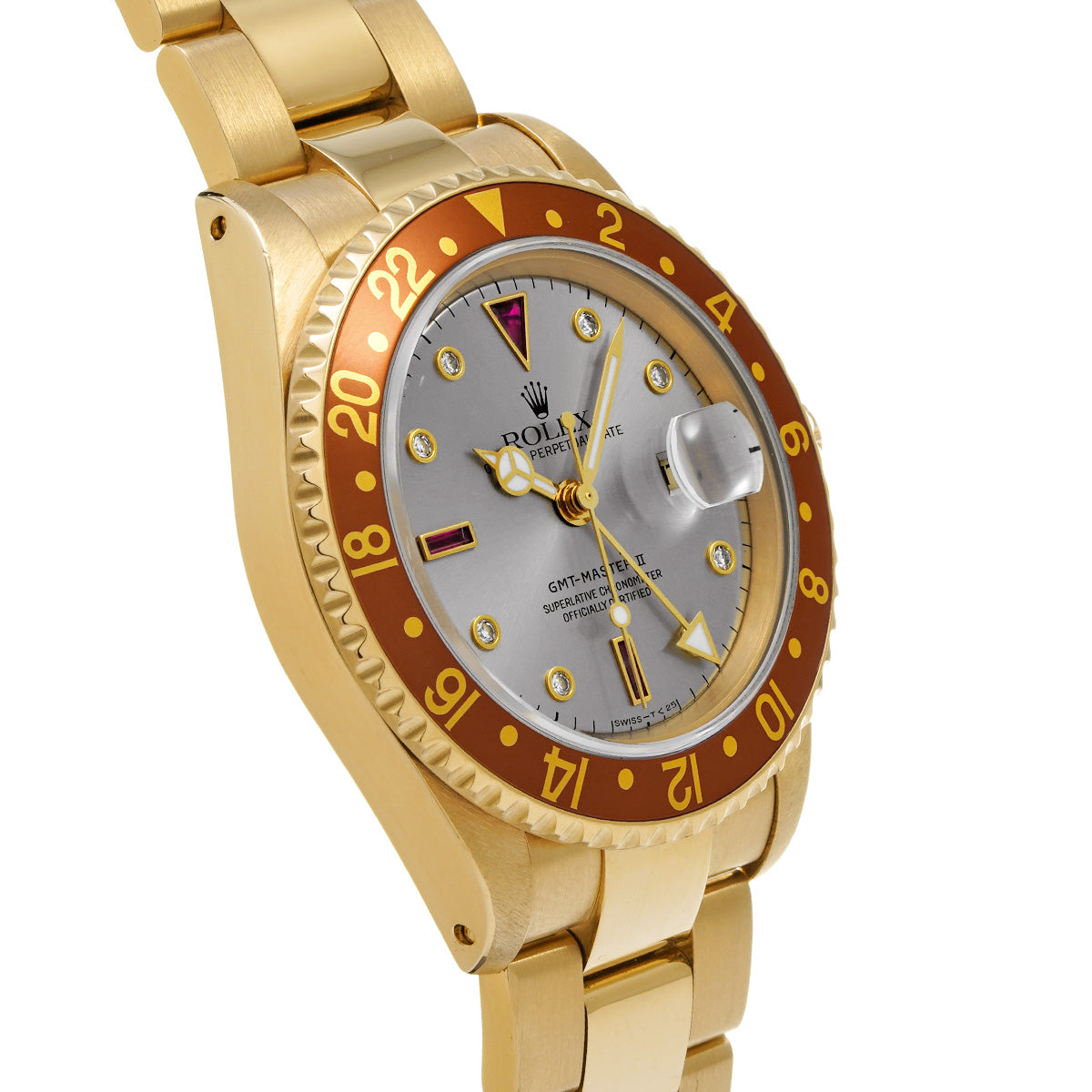 GMT Master II 16718RG X No. (manufactured circa 1991) Silver/Ruby/Diamond ROLEX Men's [Pre-Owned].