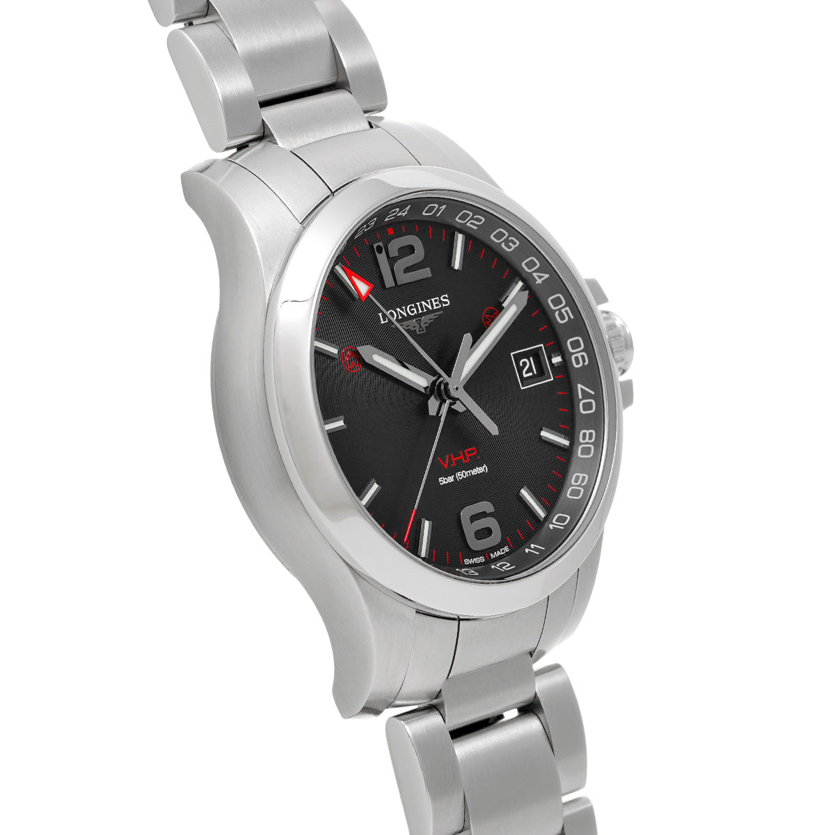 Conquest V.H.P. GMT L3.718.4.56.6 Black LONGINES Men's [Pre-Owned].