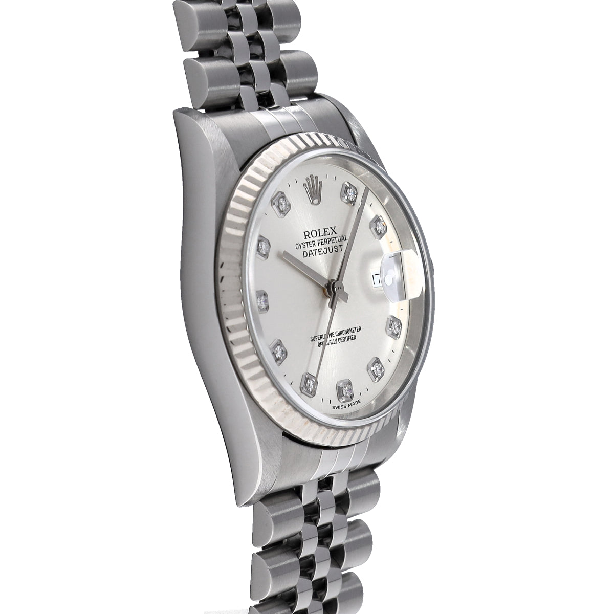 DATE JUST 16234G T (manufactured circa 1997) Silver/Diamond ROLEX Men's [Pre-Owned].