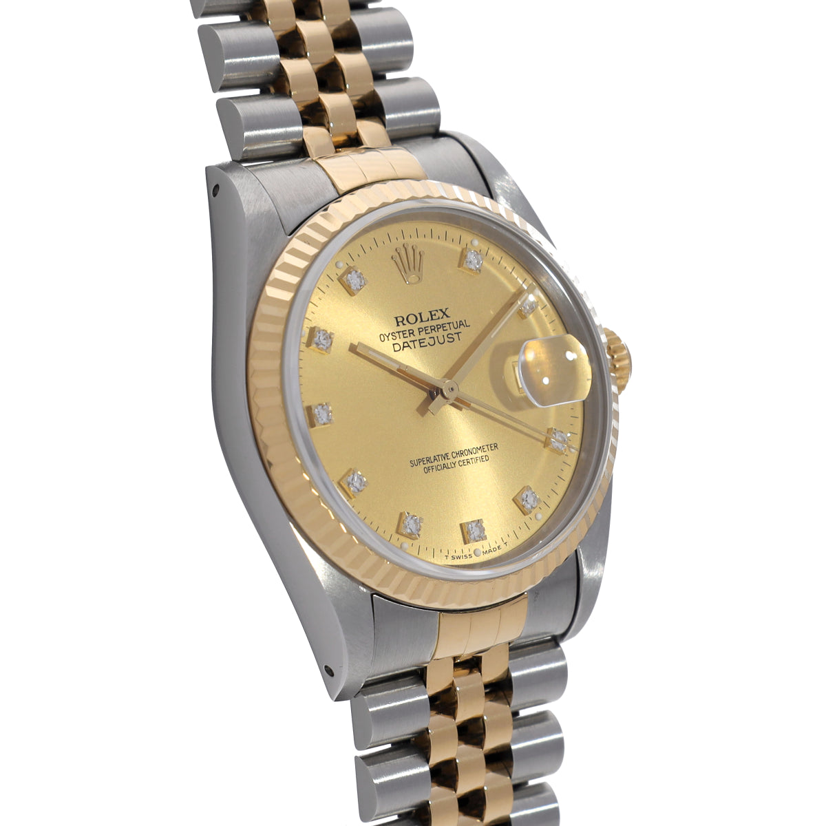 DATE JUST 16233G X (manufactured circa 1993) Champagne/Diamond ROLEX Men's [Pre-Owned].