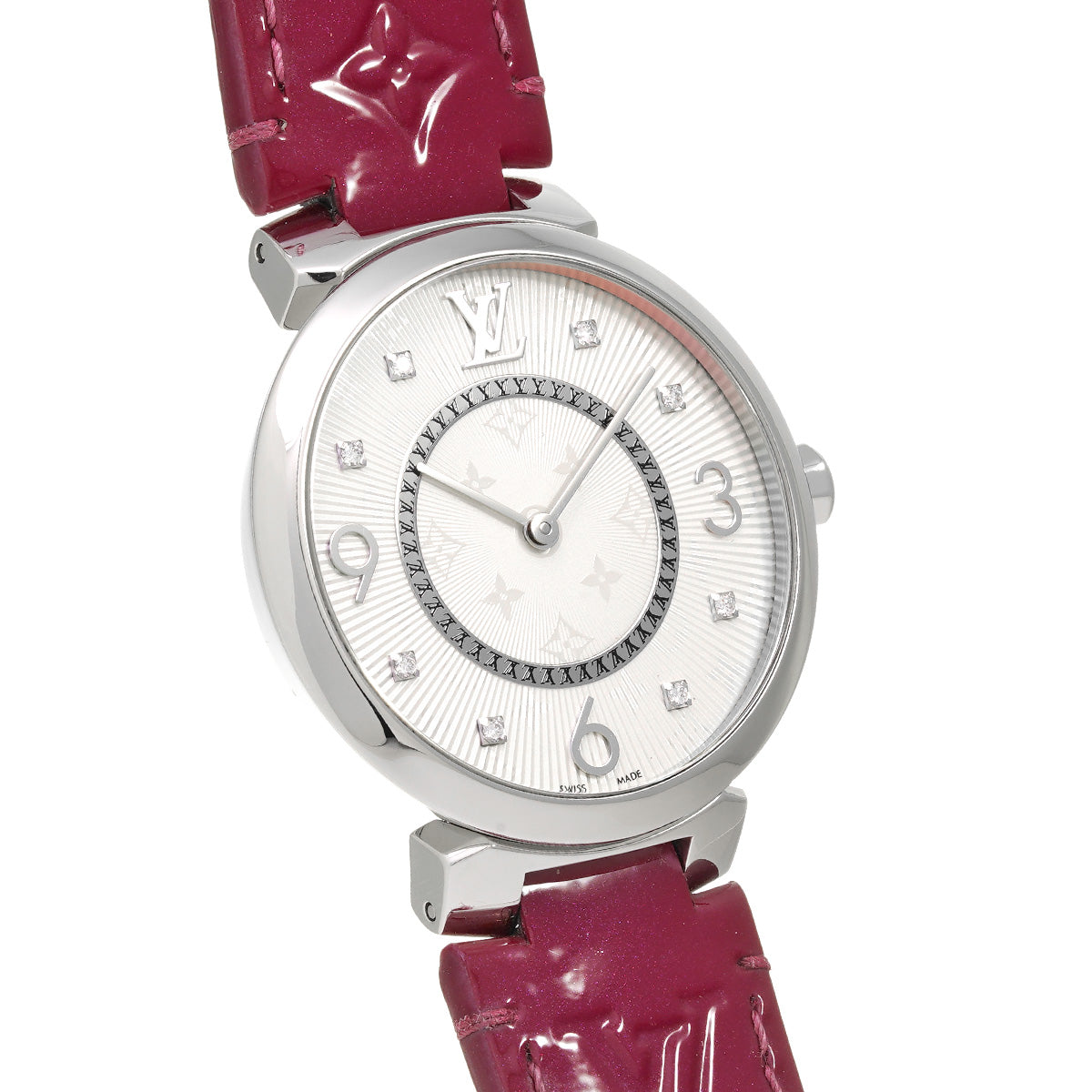 Tambour Slim Q13MJZ Silver/Diamond LOUIS VUITTON Ladies [Pre-owned].