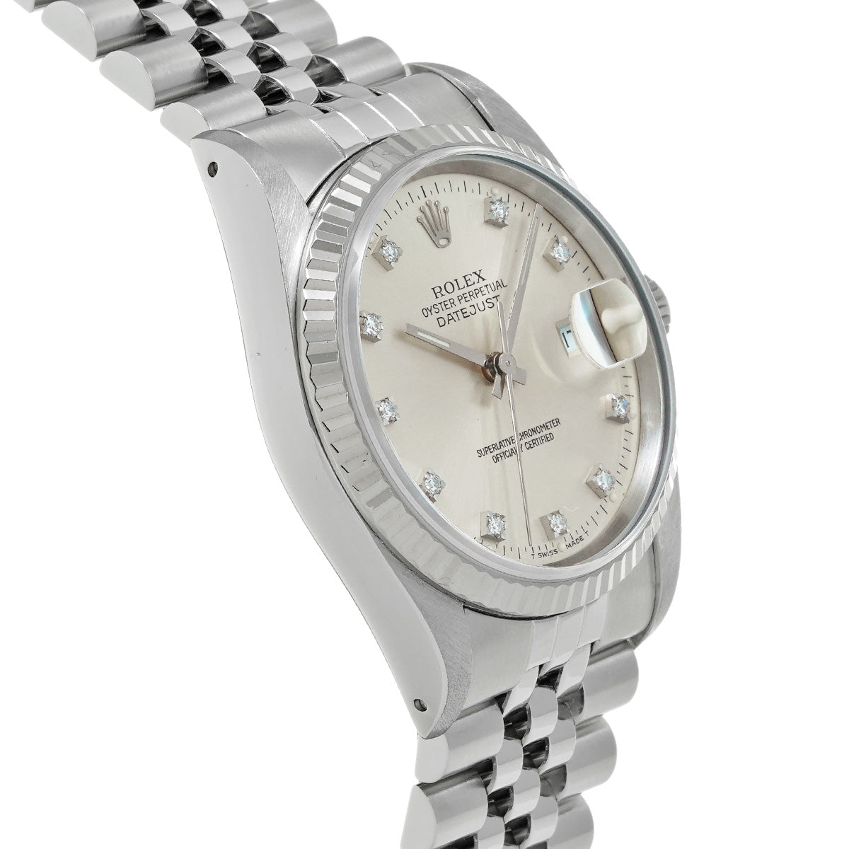 DATE JUST 16234G L (manufactured circa 1990) Silver/Diamond ROLEX Men's [Pre-Owned].