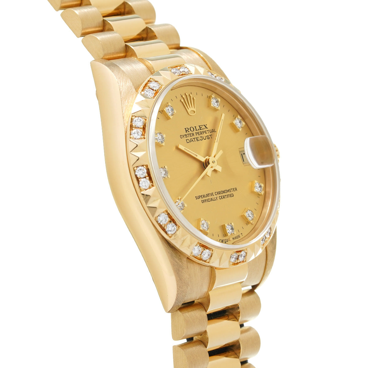 Datejust 68258G L (manufactured circa 1989) Champagne/Diamond ROLEX Unisex [Pre-Owned].