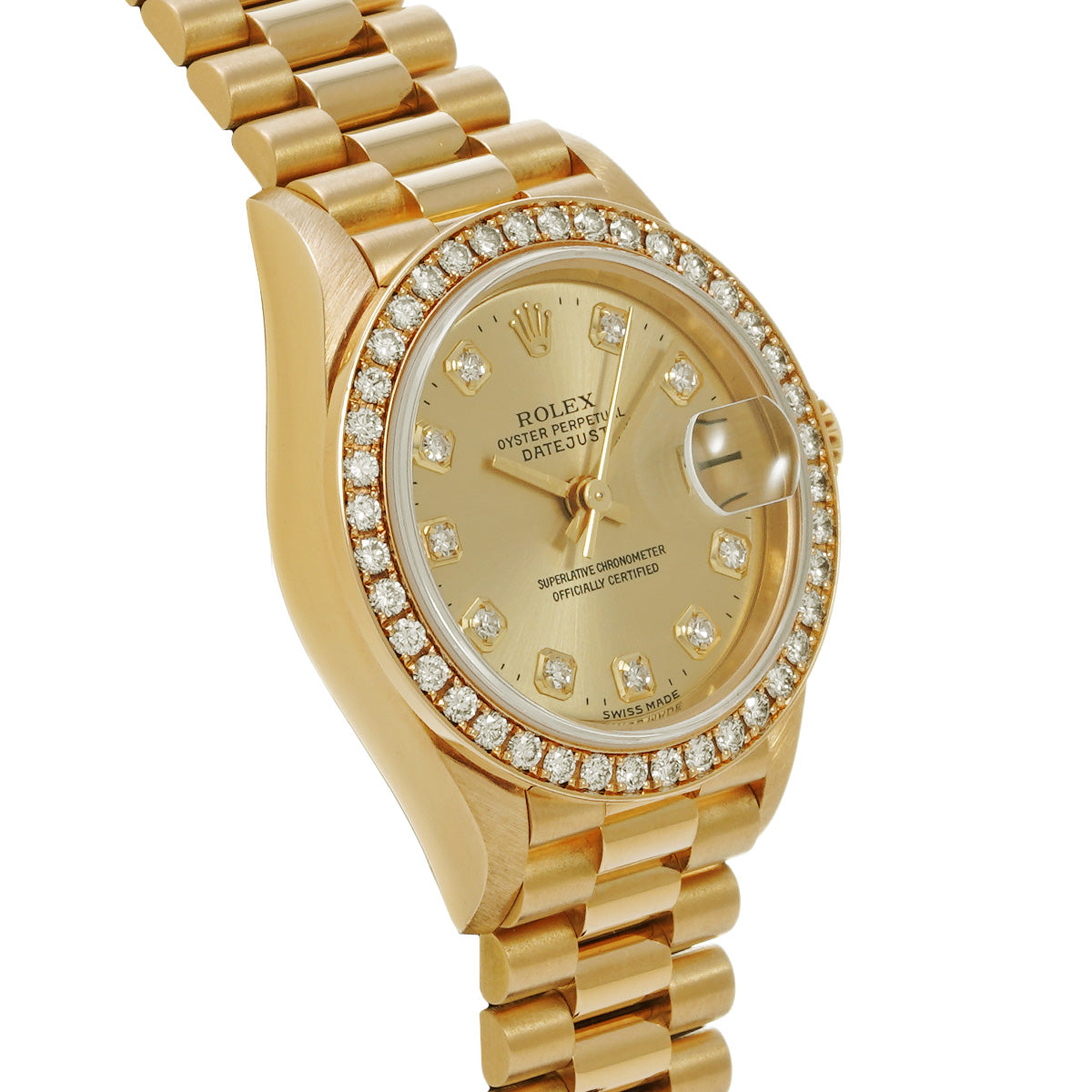 DATE JUST 69138G W (manufactured circa 1996) Champagne/Diamond ROLEX Ladies [Pre-Owned].