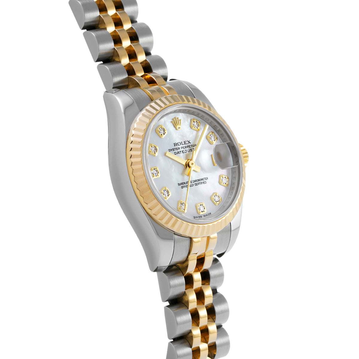 DATE JUST 179173NG M (made around 2008) White MOP/Diamond ROLEX Ladies [Pre-Owned].